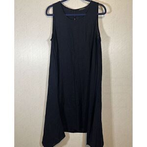 For‎ Cynthia Linen Asymmetrical Sleeveless Lagenlook Dress Top Blue L Coastal